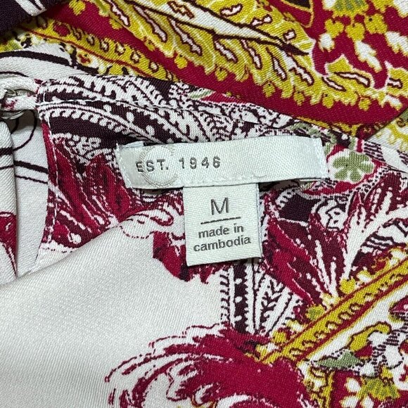 Est. 1946 Swing Dress Paisley Bell sleeve Stretch Mustard Maroon Size M Medium - Picture 5 of 8